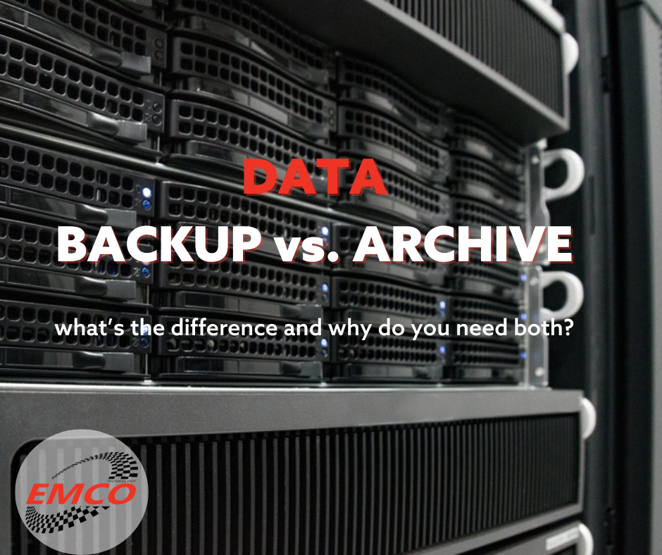 image of server and the words Data: file backup vs. archiving